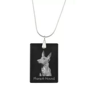 Pharaoh Hound, Kelb tal-Fenek - Crystal pendant with dog, silver necklace with photo, personalised pendant by Art-Dog brand