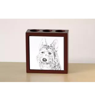 Picardy Sheepdog, Berger Picard, Picardy Shepherd - pen holder with a dog, desk organizer with a print, personalized desk decoration from the Art-Dog brand.
