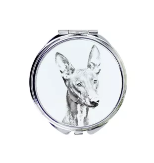 Pharaoh Hound, Kelb tal-Fenek - Pocket mirror with a dog, personalized mirror for a purse, compact mirror with Art-Dog brand print.