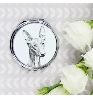Pharaoh Hound, Kelb tal-Fenek - Pocket mirror with a dog, personalized mirror for a purse, compact mirror with Art-Dog brand print.