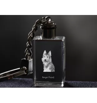 Berger de Picardie, Berger Picard - Porte-clés en cristal avec photo de chien, porte-clés lumineux, cadeau unique de la marque Art-Dog