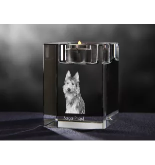 Owczarek pikardyjski świecznik kryształowy z psem Art-Dog