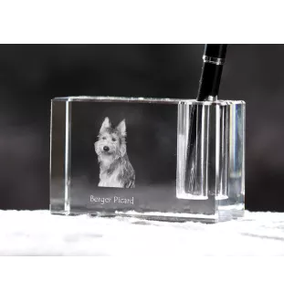 Picardy Sheepdog, Berger Picard, Picardy Shepherd - Pen stand, crystal organiser with dog photo, unique desk decoration by Art-Dog brand