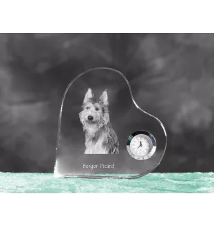 Berger de Picardie, Berger Picard - Kristalluhr mit einem Hundebild, Herzregal-Uhr, personalisierte Standuhr der Marke Art-Dog