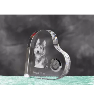 Berger de Picardie, Berger Picard - Kristalluhr mit einem Hundebild, Herzregal-Uhr, personalisierte Standuhr der Marke Art-Dog