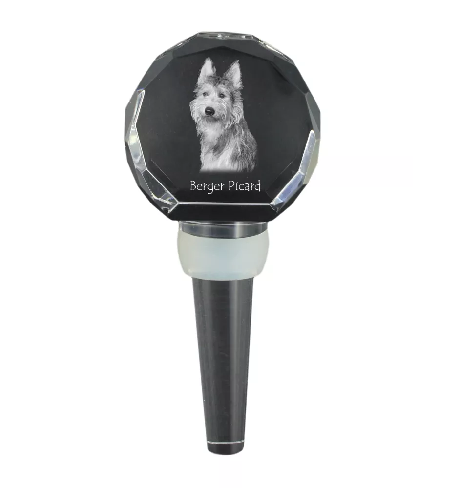 Picardy Sheepdog, Berger Picard, Picardy Shepherd - Crystal bottle stopper, unique wine stopper with photo, personalised gift for sommelier by Art-Dog brand