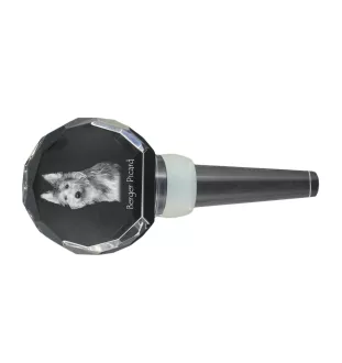 Picardy Sheepdog, Berger Picard, Picardy Shepherd - Crystal bottle stopper, unique wine stopper with photo, personalised gift for sommelier by Art-Dog brand
