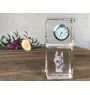 Berger de Picardie, Berger Picard - montre en cristal avec photo, photo de chien dans un cristal, horloge de bureau personnalisée de la marque Art-Dog