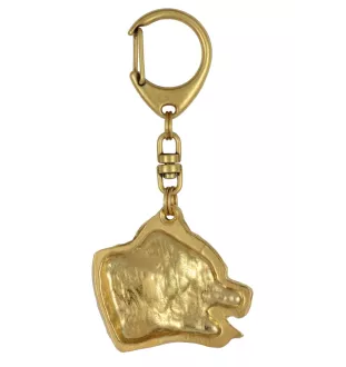 Pit Bull, American Pit Bull Terrier, Pitbull Terrier, APBT - Gilded key ring with dog, handbag decoration, luxury accessory by Art-Dog brand