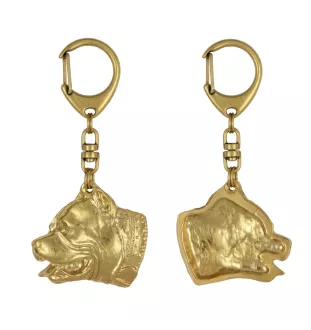 Pit Bull, American Pit Bull Terrier, Pitbull, APBT - Vergoldeter Schlüsselanhänger mit Hund in Geschenkbox, Handtaschen-Dekoration, Luxus-Accessoire der Marke Art-Dog