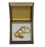 Pit Bull, American Pit Bull Terrier, Pitbull Terrier, APBT - Gilded key ring with dog in gift box, handbag decoration, luxury accessory by Art-Dog brand