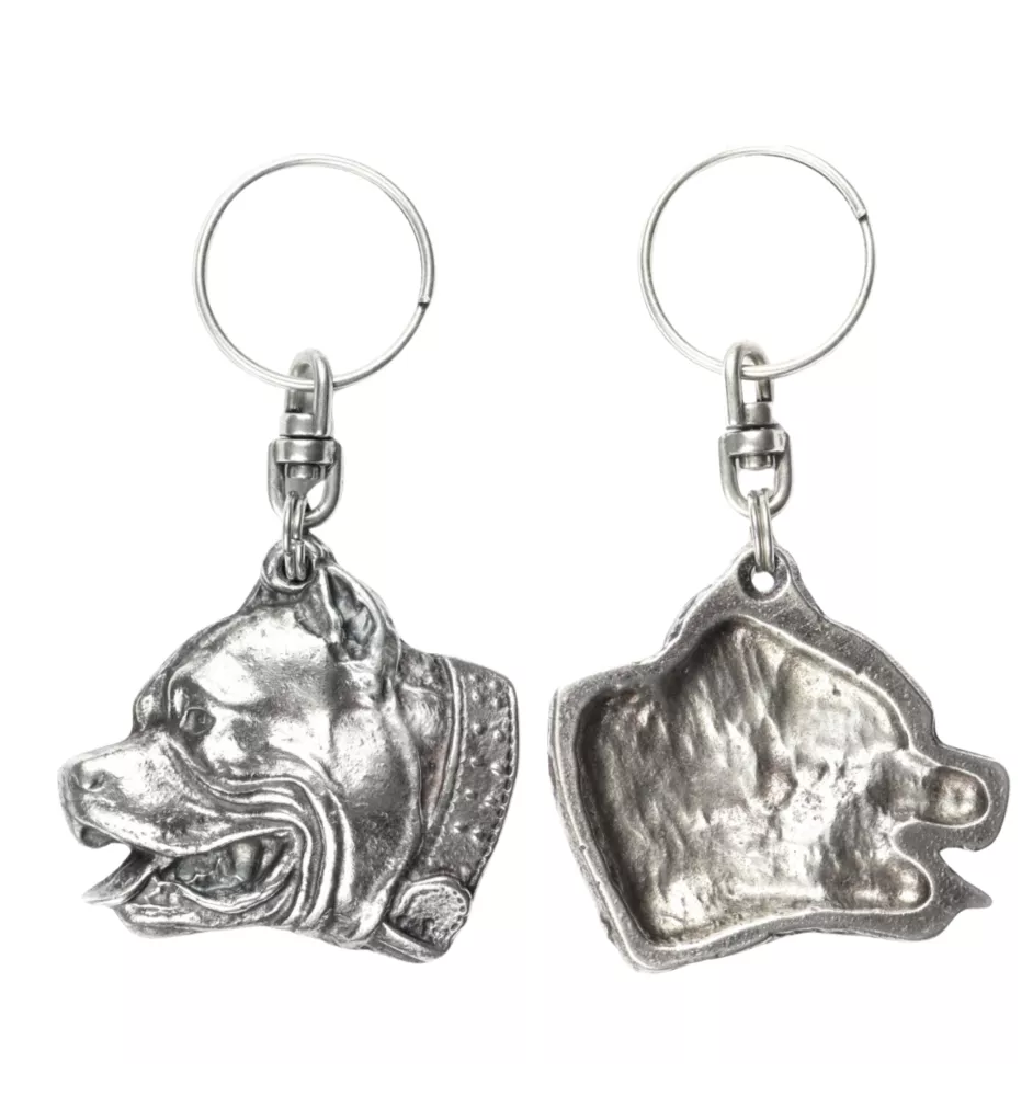 Pit Bull, American Pit Bull Terrier, Pitbull Terrier, APBT - Silver-plated pendant with a dog in a decorative box, handbag decoration, backpack pendant by Art-Dog brand