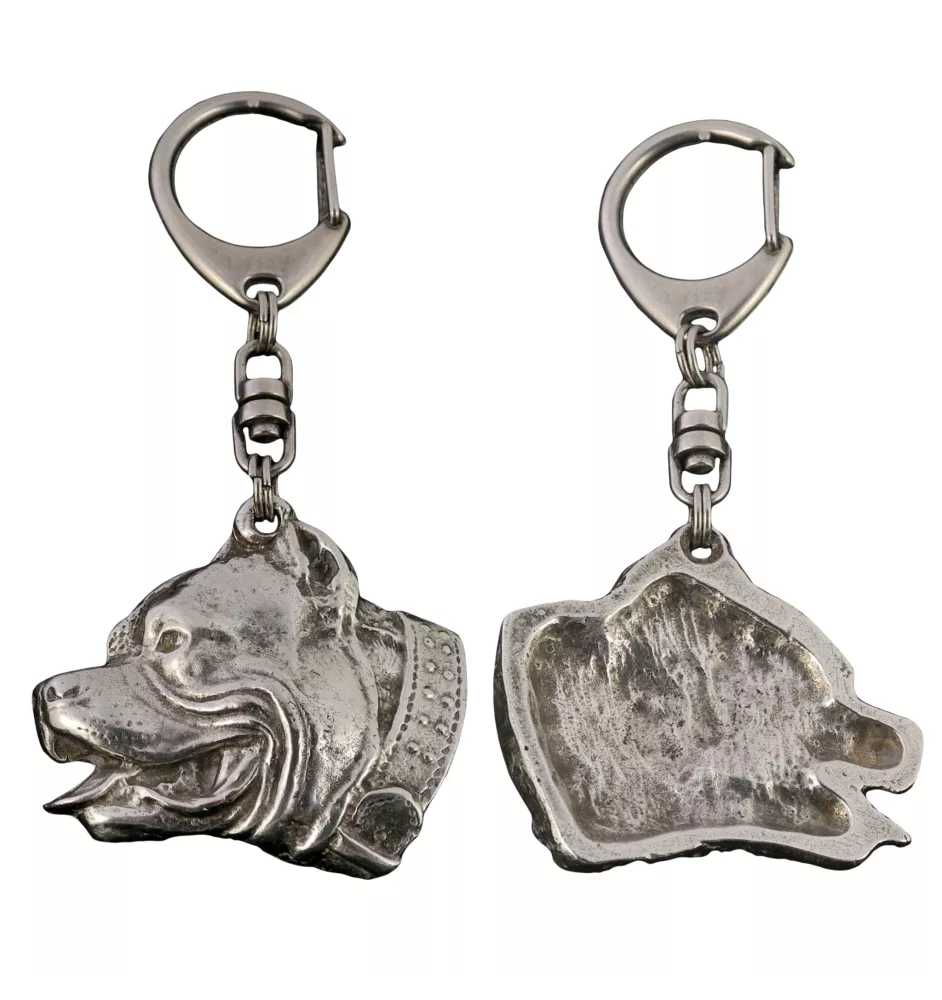 Pit Bull, American Pit Bull Terrier, Pitbull, APBT - Versilberter Schlüsselanhänger mit Hund in einer Geschenkbox, Handtaschenschmuck, Rucksackanhänger der Marke Art-Dog