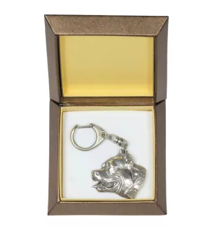 Pit Bull, American Pit Bull Terrier, Pitbull, APBT - Versilberter Schlüsselanhänger mit Hund in einer Geschenkbox, Handtaschenschmuck, Rucksackanhänger der Marke Art-Dog