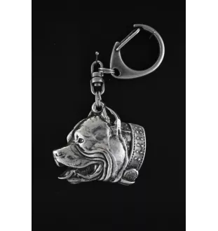 Pit Bull, American Pit Bull Terrier, Pitbull, APBT - Porte-clés argenté avec un chien dans une boîte cadeau, décoration de sac à main, pendentif de sac à dos par la marque Art-Dog