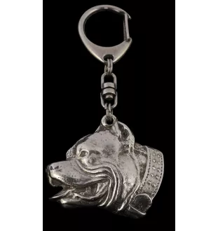 Pit Bull, American Pit Bull Terrier, Pitbull, APBT - Porte-clés argenté avec un chien dans une boîte cadeau, décoration de sac à main, pendentif de sac à dos par la marque Art-Dog