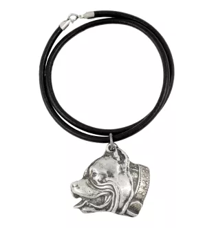 Pit Bull, American Pit Bull Terrier, Pitbull, APBT - collier avec un chien, pendentif en plaqué argent pour les fans de chiens, bijoux uniques de la marque Art-Dog