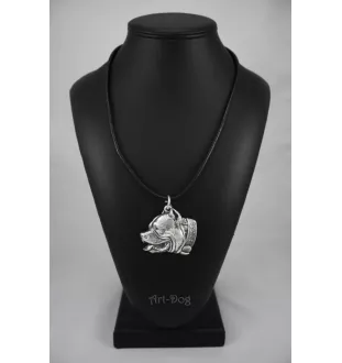 Pit Bull, American Pit Bull Terrier, Pitbull, APBT - Hundehalsband in Geschenkbox, versilbertes Medaillon für Hundefans, markanter Anhänger der Marke Art-Dog