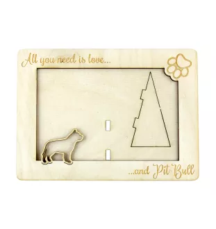 Pit Bull, American Pit Bull Terrier, Pitbull, APBT - Cadre photo, cadre en bois gravé, un joli gadget pour l'amoureux des chiens par Art-Dog