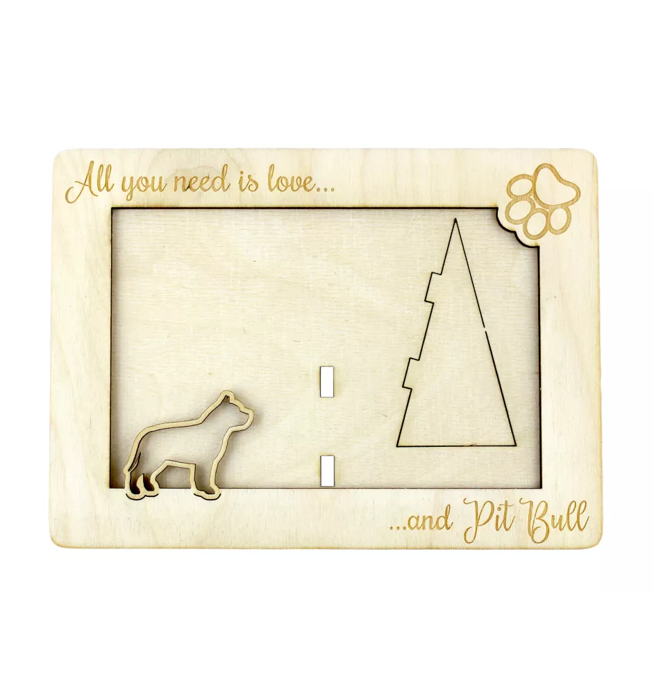 Pit Bull, American Pit Bull Terrier, Pitbull, APBT - Cadre photo, cadre en bois gravé, un joli gadget pour l'amoureux des chiens par Art-Dog