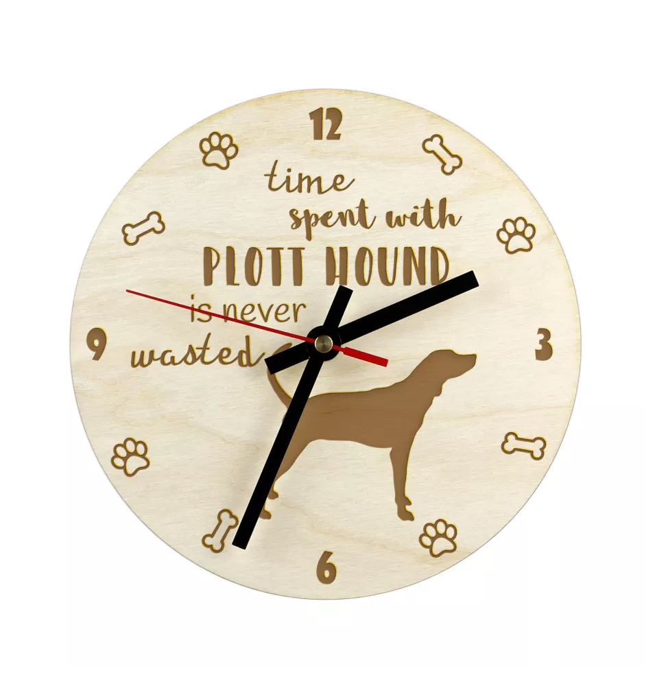 Plott Hound - clock with a dog, wooden clock, wall clock for dog lovers, clock for desk and shelf, Art-Dog