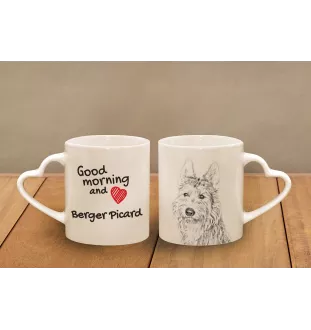 Picardy Sheepdog, Berger Picard, Picardy Shepherd - cup with a dog, adorable cup with a heart-shaped handle, universal gift from the Art-Dog brand
