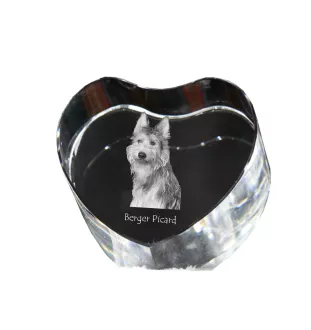 Berger de Picardie, Berger Picard - une photo de chien dans un cristal, un cœur en cristal, un cadre photo exceptionnel de la marque Art-Dog