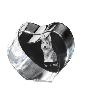 Berger de Picardie, Berger Picard - une photo de chien dans un cristal, un cœur en cristal, un cadre photo exceptionnel de la marque Art-Dog