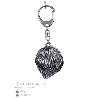 Polish Lowland Sheepdog, PON, Valee Sheepdog - Silver-plated key ring with dog, handbag decoration, backpack pendant by Art-Dog brand