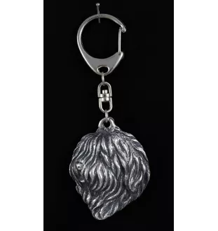 Polish Lowland Sheepdog, PON, Valee Sheepdog - Silver-plated key ring with dog, handbag decoration, backpack pendant by Art-Dog brand