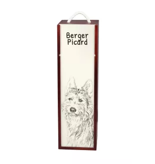 Berger de Picardie, Berger Picard - boîte à vin avec chien, boîte à alcool avec graphisme, boîte cadeau personnalisée de la marque Art-Dog