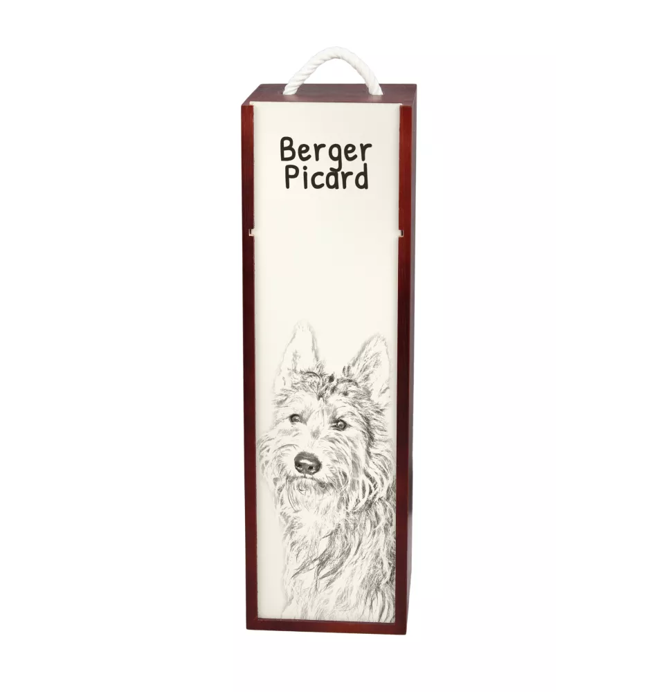 Berger de Picardie, Berger Picard - Weinbox mit Hund, Alkoholbox mit Grafik, personalisierte Geschenkbox der Marke Art-Dog