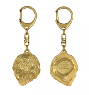 Polnischer Niederungshütehund, PON - Vergoldeter Schlüsselanhänger mit Hund, Handtaschenschmuck, Luxus-Accessoire der Marke Art-Dog