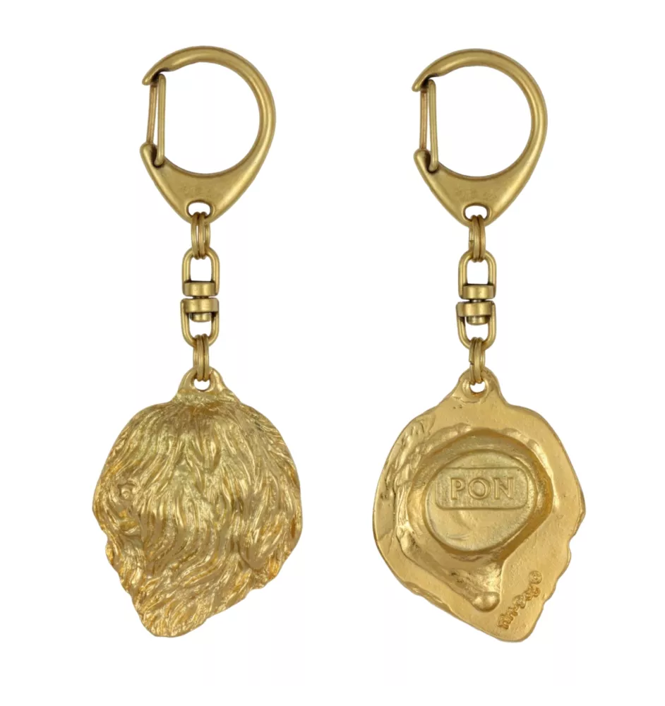 Polnischer Niederungshütehund, PON - Vergoldeter Schlüsselanhänger mit Hund, Handtaschenschmuck, Luxus-Accessoire der Marke Art-Dog