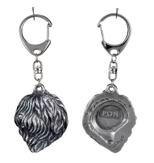 Polish Lowland Sheepdog, PON, Valee Sheepdog - Silver-plated key ring with a dog in a gift box, handbag decoration, backpack pendant by Art-Dog brand