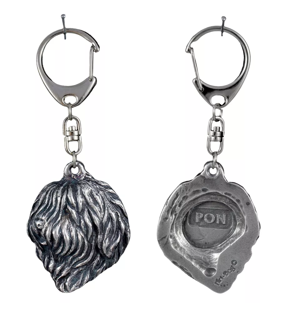 Berger polonais de plaine - Porte-clés argenté avec un chien dans une boîte cadeau, décoration de sac à main, pendentif de sac à dos par la marque Art-Dog