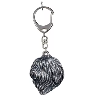 Berger polonais de plaine - Porte-clés argenté avec un chien dans une boîte cadeau, décoration de sac à main, pendentif de sac à dos par la marque Art-Dog