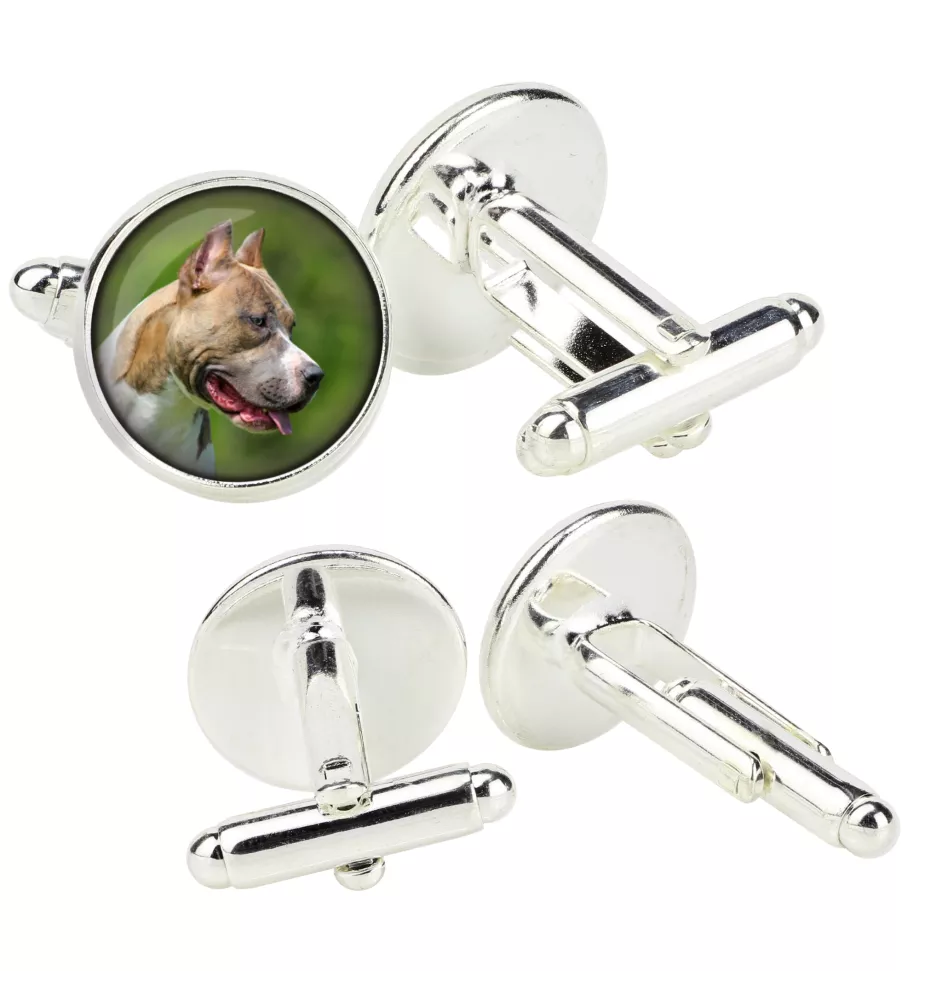 Pit Bull, American Pit Bull Terrier, Pitbull, APBT - Boutons de manchette dans une boîte, bijoux faits à la main, produit de la marque Art-Dog
