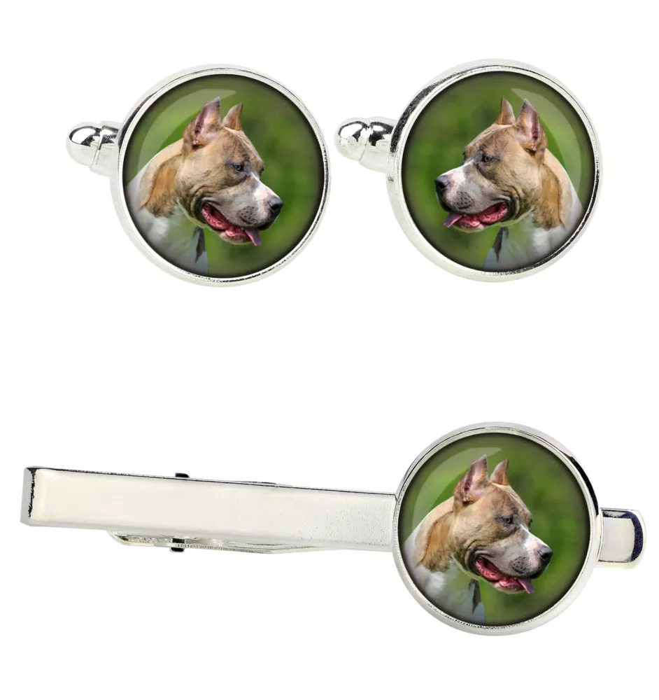 Pit Bull, American Pit Bull Terrier, Pitbull, APBT Ärmelknöpfe und Krawatte mit Ihrem Foto, Anzugaccessoire, Herrenschmuck der Marke Art-Dog