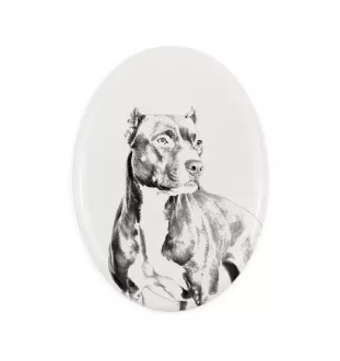 Pit Bull, American Pit Bull Terrier, Pitbull Terrier, APBT - commemorative plaque with a photo of a dog, tombstone with a print, personalized oval plaque from the Art-Dog brand
