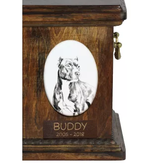 Pit Bull, American Pit Bull Terrier, Pitbull, APBT - Gedenktafel mit einem Foto eines Hundes, Grabplatte mit Druck, personalisierte ovale Platte der Marke Art-Dog