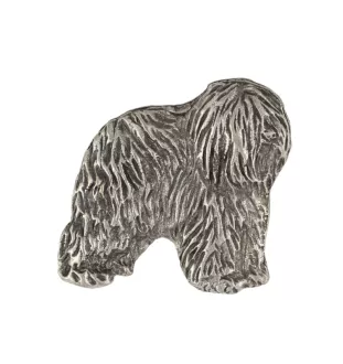 Polnischer Niederungshütehund, PON  - Versilberte Hundebrosche, elegante Anstecknadel, Jackenreversschmuck der Marke Art-Dog