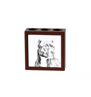 Pit Bull, American Pit Bull Terrier, Pitbull, APBT - Stifthalter mit Hund, Schreibtischorganizer mit Aufdruck, personalisierte Schreibtischdekoration der Marke Art-Dog