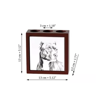 Pit Bull, American Pit Bull Terrier, Pitbull, APBT - porte-stylo avec chien, organiseur de bureau avec impression, décoration de bureau personnalisée de la marque Art-Dog