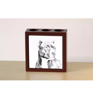Pit Bull, American Pit Bull Terrier, Pitbull, APBT - Stifthalter mit Hund, Schreibtischorganizer mit Aufdruck, personalisierte Schreibtischdekoration der Marke Art-Dog