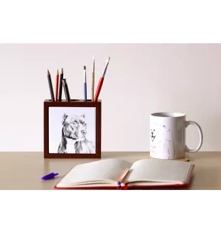 Pit Bull, American Pit Bull Terrier, Pitbull, APBT - porte-stylo avec chien, organiseur de bureau avec impression, décoration de bureau personnalisée de la marque Art-Dog