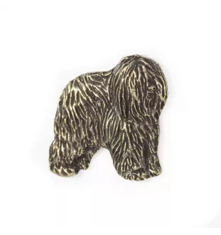 Polnischer Niederungshütehund, PON II - Hundebrosche in Geschenkbox, elegante Anstecknadel, Reversnadel für Art-Dog Markenjacke