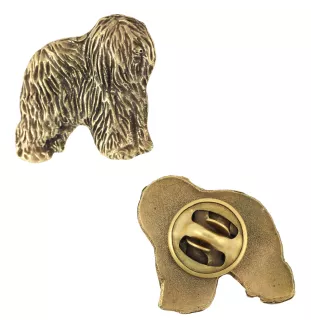 Berger polonais de plaine - Broche de chien dans une boîte décorative, épingle élégante en plaqué or, épingle de veste de la marque Art-Dog
