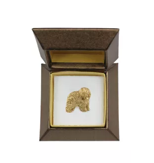 Polski owczarek nizinny pin pozłocony w pudełku Art-Dog
