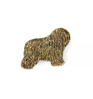 Polish Lowland Sheepdog, PON, Valee Sheepdog I - Dog brooch in decorative box, elegant gold-plated pin, Art-Dog brand jacket pin